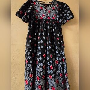 Floral Blue Dress with Pink and Blue Flowers